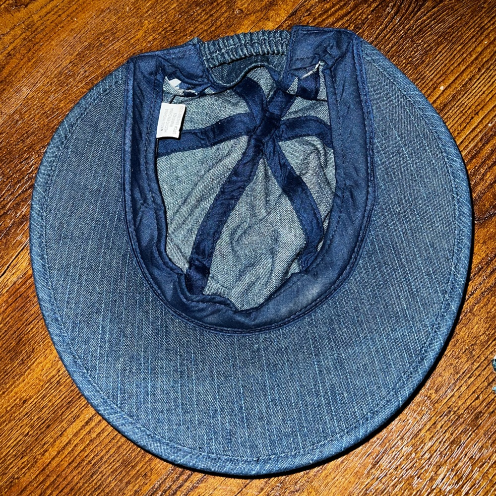 Vintage Blue Denim Bow Outdoor Casual Retro Hat Elastic Band One Size - Picture 6 of 7